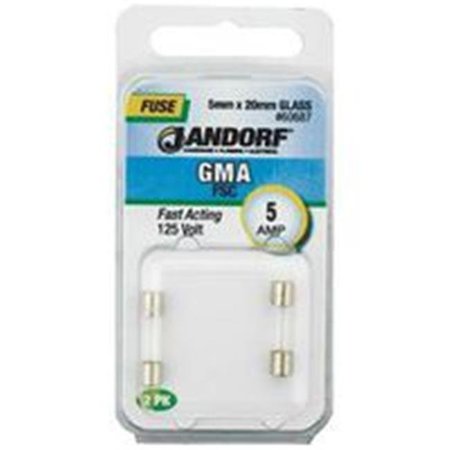 JANDORF UL Class Fuse, GMA Series, Fast-Acting, 5A, 125V AC 3398492